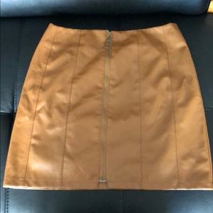 Tan faux leather mini skirt